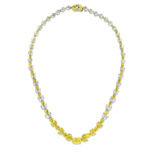 Floral Fancy Yellow & White Diamond Necklace