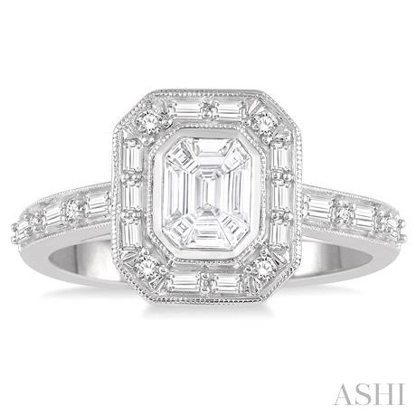 Pie Cut Emerald Halo Fusion Diamond Engagement Ring - Image 2