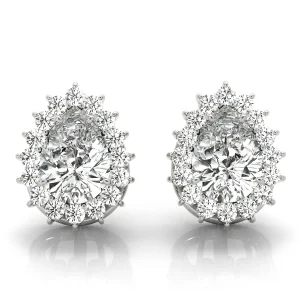 Pear Halo Studs