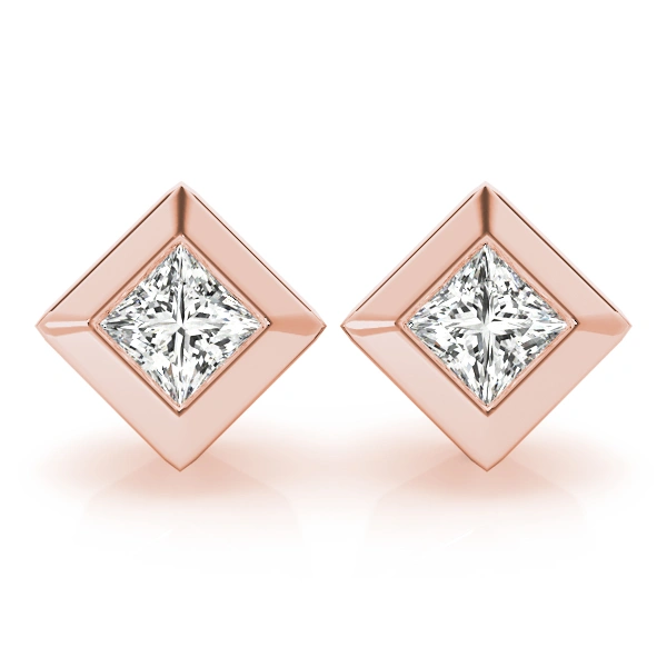 Princess Cut Diamond Stud Earrings - Image 11