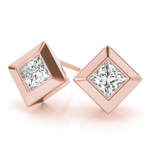 Princess Cut Diamond Stud Earrings - Image 14