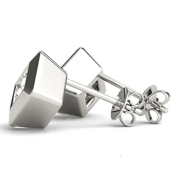 Princess Cut Diamond Stud Earrings - Image 3