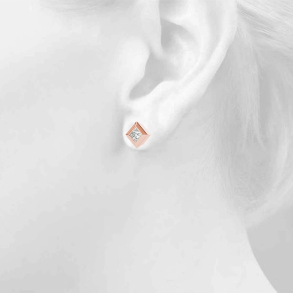 Princess Cut Diamond Stud Earrings - Image 15