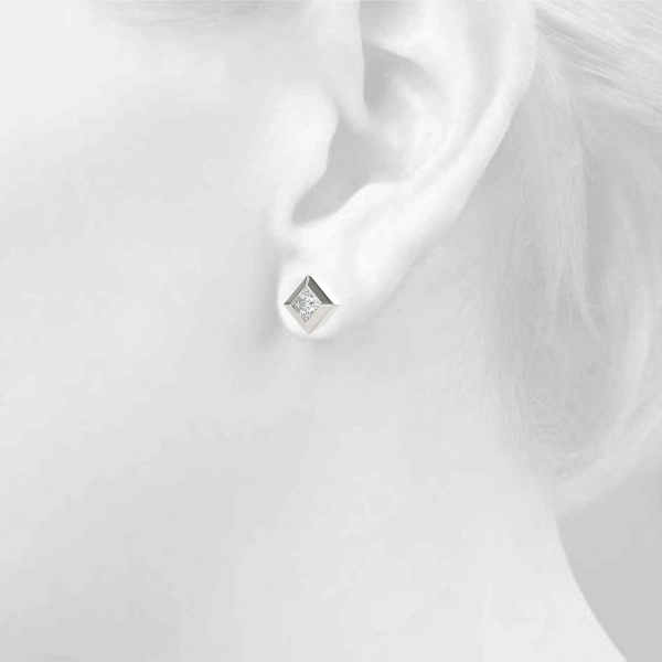 Princess Cut Diamond Stud Earrings - Image 5