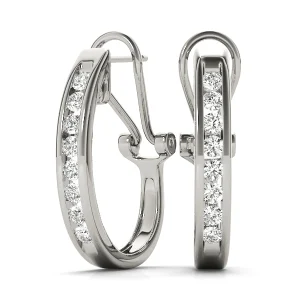 Channel Set Omega Back Hoop Earrings