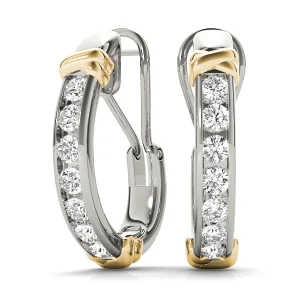 Channel Set J-Hoop Earrings
