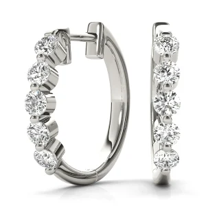 Diamond Shared-Prong Huggie Earrings
