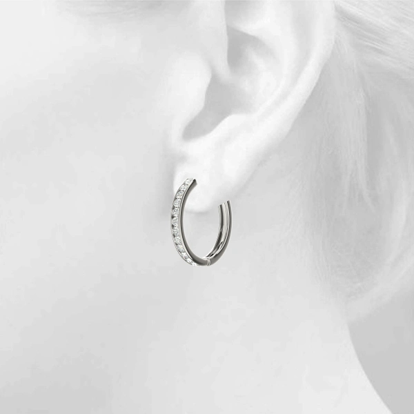 Channel Set Hoop Earrings - Image 5