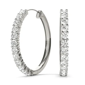 Shared Prong Diamond Hoop Earrings