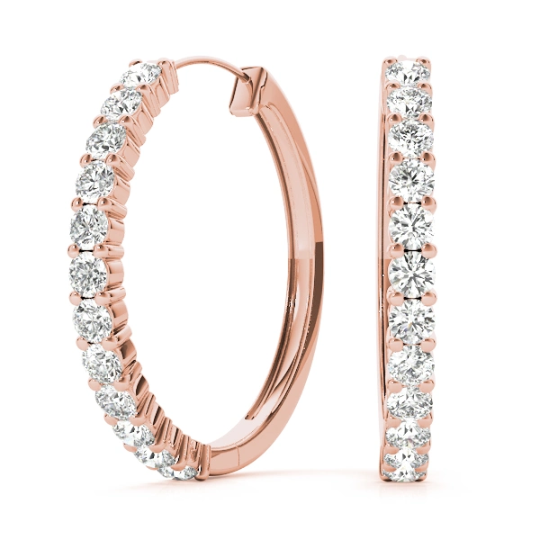 Shared Prong Diamond Hoop Earrings - Image 11