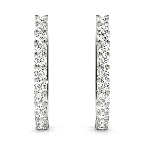 Shared Prong Diamond Hoop Earrings - Image 3