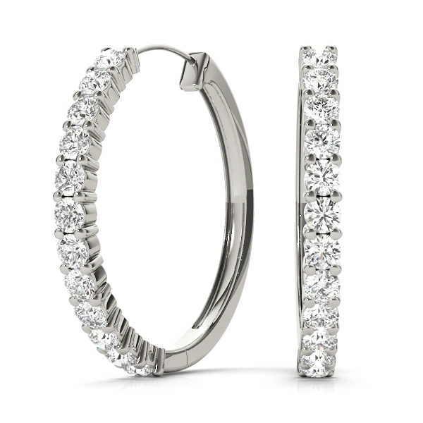Shared Prong Diamond Hoop Earrings