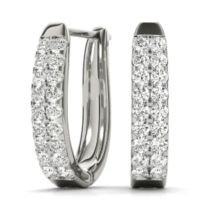 Double Row Prong Set Hoop Earrings
