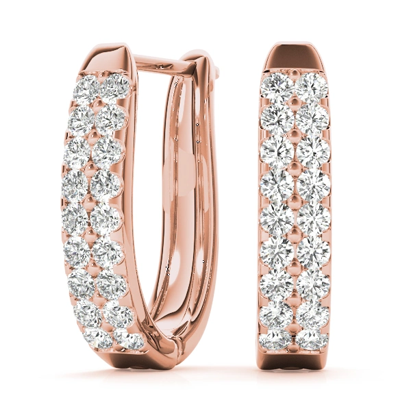 Double Row Prong Set Hoop Earrings - Image 11