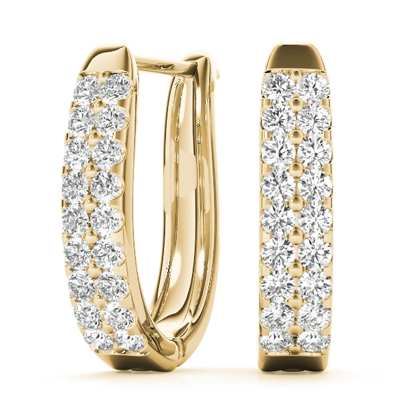 Double Row Prong Set Hoop Earrings - Image 6