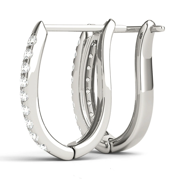 Double Row Prong Set Hoop Earrings - Image 4