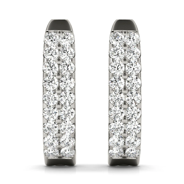 Double Row Prong Set Hoop Earrings - Image 3