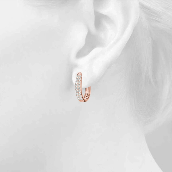 Double Row Prong Set Hoop Earrings - Image 15