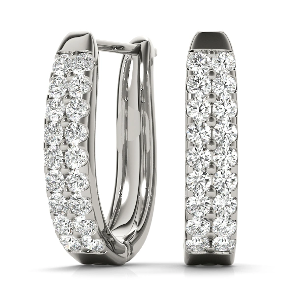 Double Row Prong Set Hoop Earrings