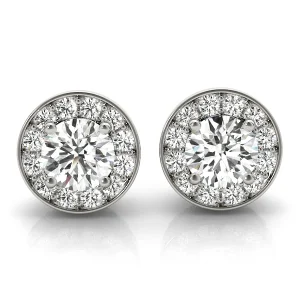 Round Halo Accented Earrings