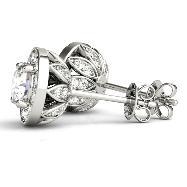 Round Halo Accented Earrings - Image 4