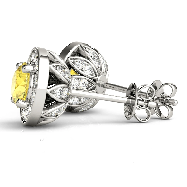 Round Halo Accented Earrings - Image 9