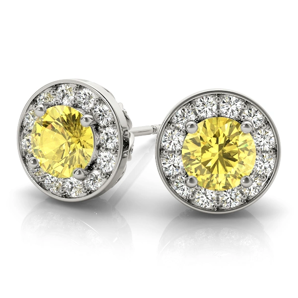Round Halo Accented Earrings - Image 8