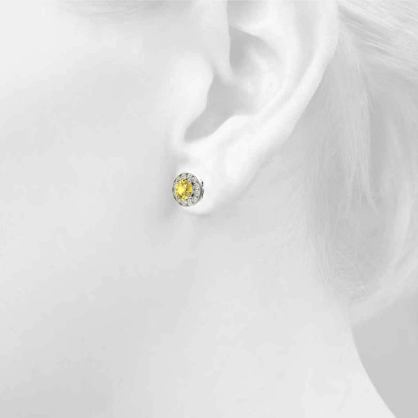 Round Halo Accented Earrings - Image 10