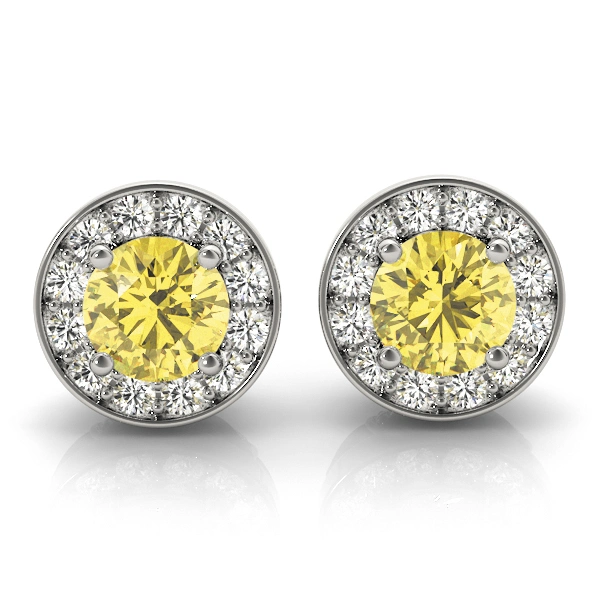 Round Halo Accented Earrings - Image 6
