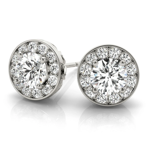 Round Halo Accented Earrings - Image 3