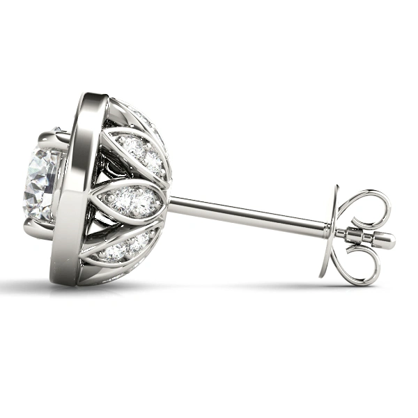 Round Halo Accented Earrings - Image 2