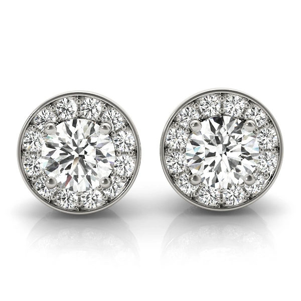 Round Halo Accented Earrings
