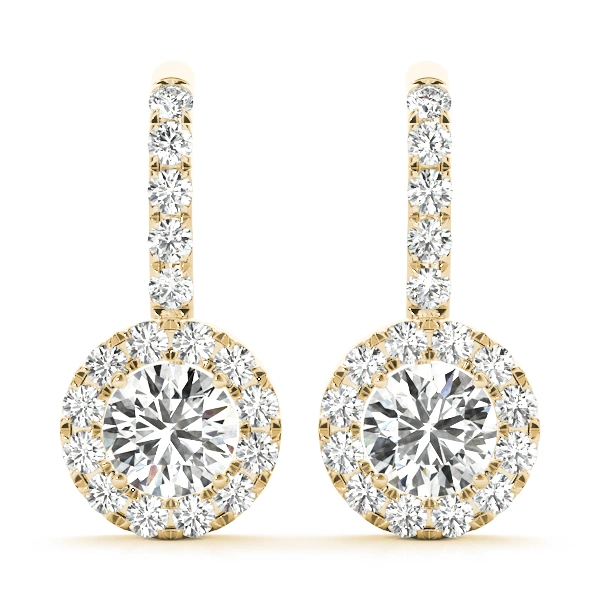 Round Halo Drop Earrings - Image 8