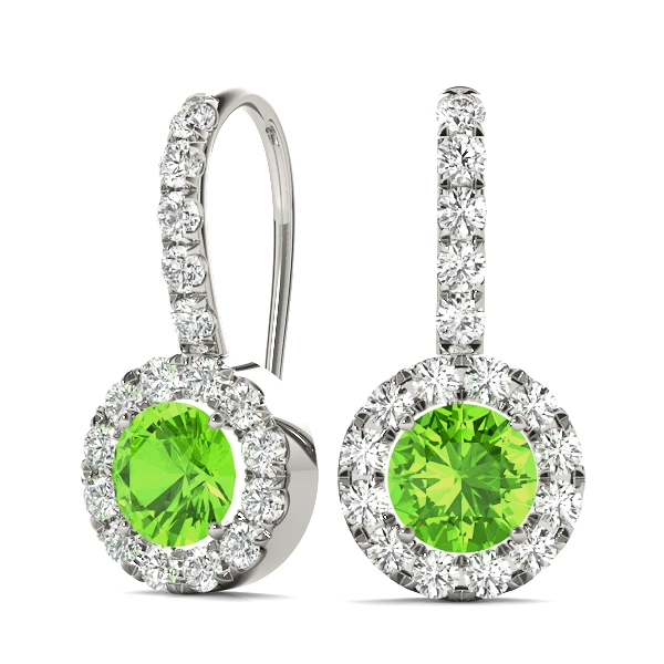 Round Halo Drop Earrings - Image 5