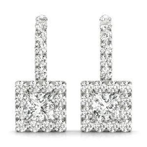 Square Halo Drop Earrings