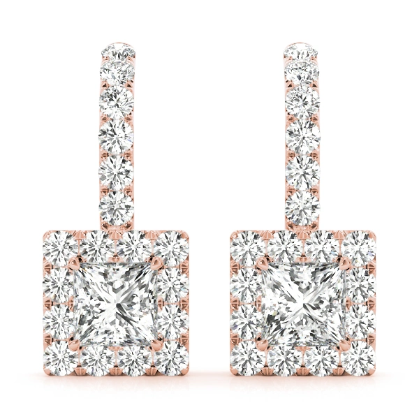 Square Halo Drop Earrings - Image 5