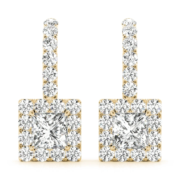 Square Halo Drop Earrings - Image 3