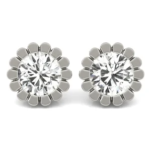 Floral Solitaire Earring Studs