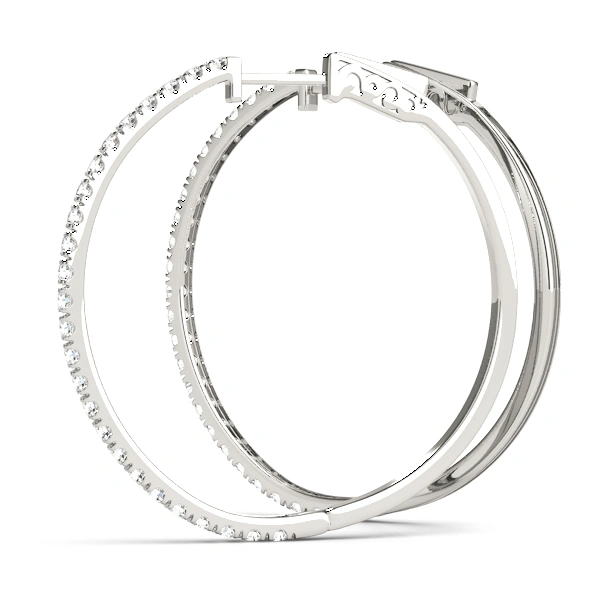 Front Only Round Vault Lock Hoop Earrings - Image 3