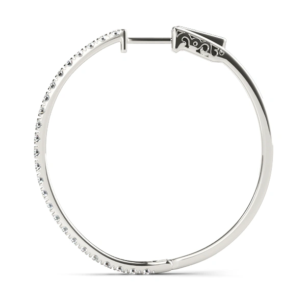 Front Only Round Vault Lock Hoop Earrings - Image 2