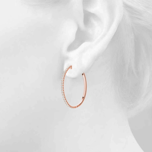 Front Only Round Vault Lock Hoop Earrings - Image 15