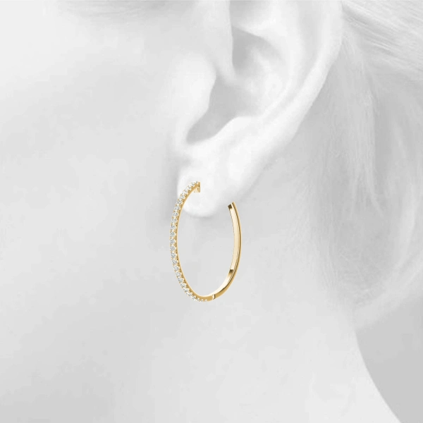 Front Only Round Vault Lock Hoop Earrings - Image 10