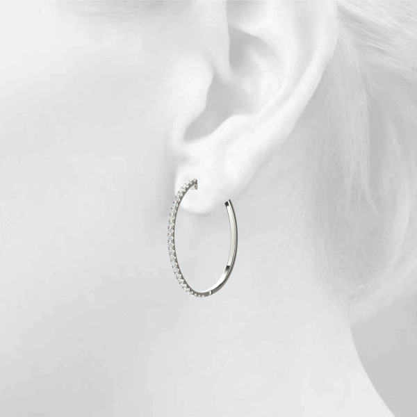 Front Only Round Vault Lock Hoop Earrings - Image 5