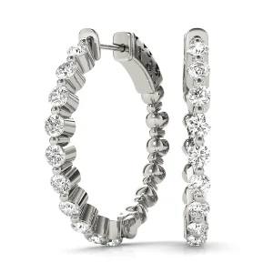 Single Shared Prong Vault Lock Hoop Earrings