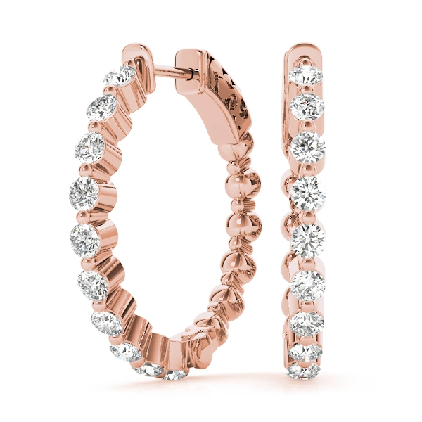 Single Shared Prong Vault Lock Hoop Earrings - Image 11