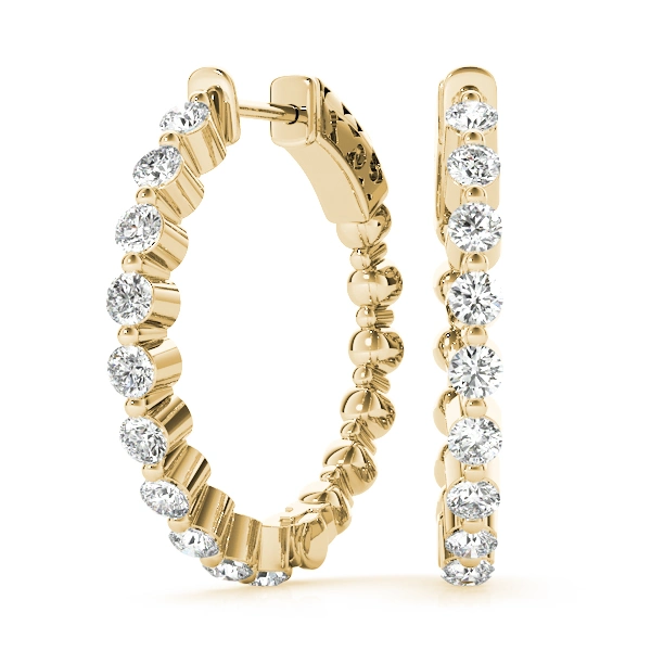 Single Shared Prong Vault Lock Hoop Earrings - Image 6