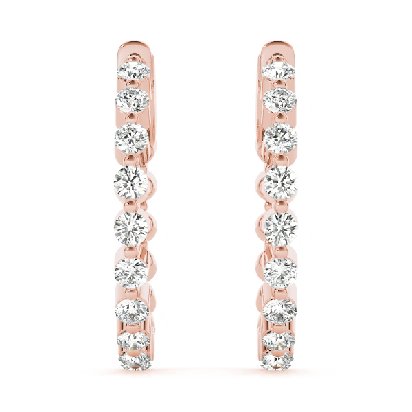 Single Shared Prong Vault Lock Hoop Earrings - Image 14