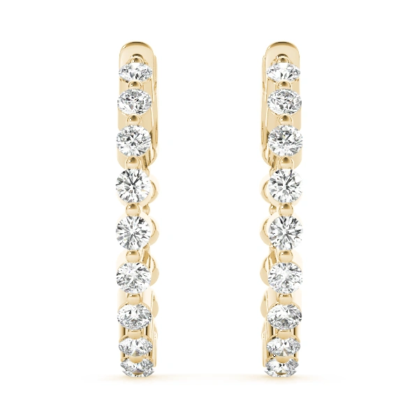 Single Shared Prong Vault Lock Hoop Earrings - Image 9