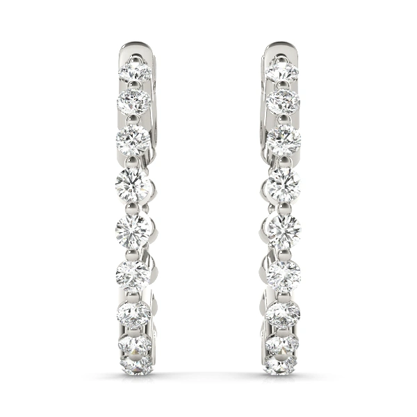 Single Shared Prong Vault Lock Hoop Earrings - Image 4