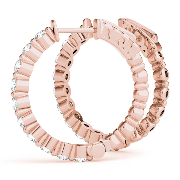 Single Shared Prong Vault Lock Hoop Earrings - Image 13